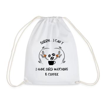 Bird Watching Bird Watching Birding Coffee - Drawstring Bag - white - Front