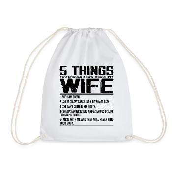 5 Things You Should Know About My Wife - Marriage - Sac de sport léger - blanc - Devant