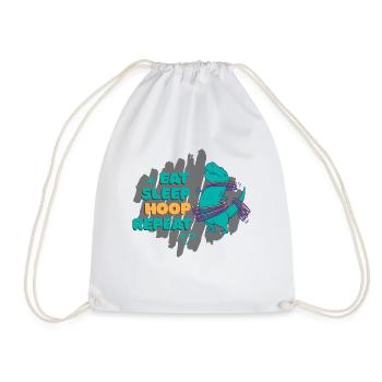 Funny dino with fitness tires during sports - Drawstring Bag - white - Front