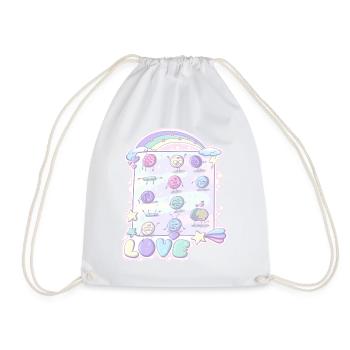 Süße Liebesherz-Süßigkeiten im Kawaii-Stil - Turnbeutel - Weiß - Vorne