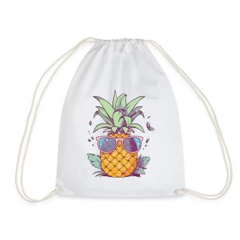 Ananas Sonnenbrille Sommer Urlaub Tropisch - Turnbeutel - Weiß - Vorne