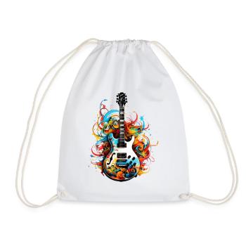 E-Gitarre Bunt Gitarrist Musik Instrument Rock - Turnbeutel - Weiß - Vorne