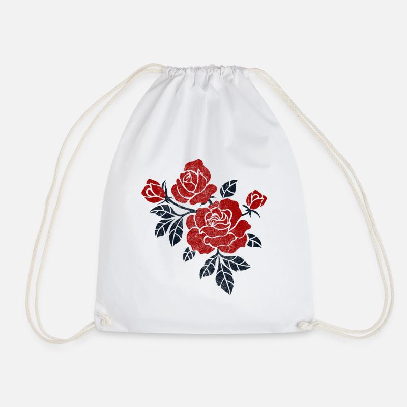 Floral - Drawstring Bag - white