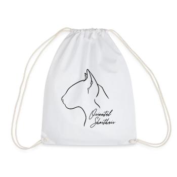 Oriental Shorthair Profile Cat Cat Wilsigns - Drawstring Bag - white - Front