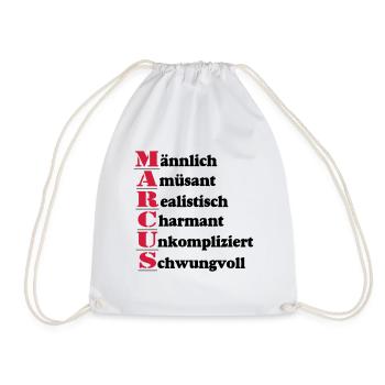 Marcus Vorname,Namensschild,Name,Fun Shirt (25) - Turnbeutel - Weiß - Vorne