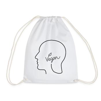 Vegan Head - Drawstring Bag - white - Front
