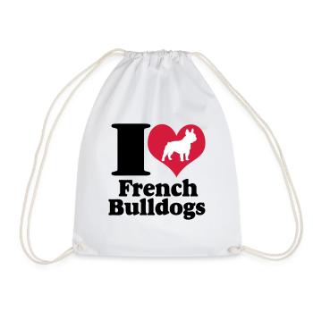 J'aime les bouledogues français ... / + - Sac de sport léger - blanc - Devant