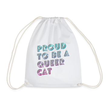 Proud to be a Queer Cat Neon Shirt - Turnbeutel - Weiß - Vorne