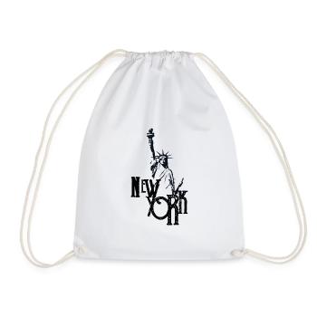 new york city apparel design with statue liberty - Drawstring Bag - white - Front