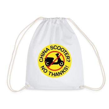 China Scooter? No Thanks! (3-color) - Drawstring Bag - white - Front