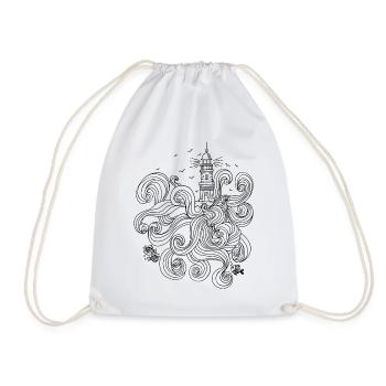 Lighthouse with wild waves - Drawstring Bag - white - Front