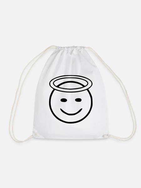 Emoji halo sketch black - Drawstring Bag - white