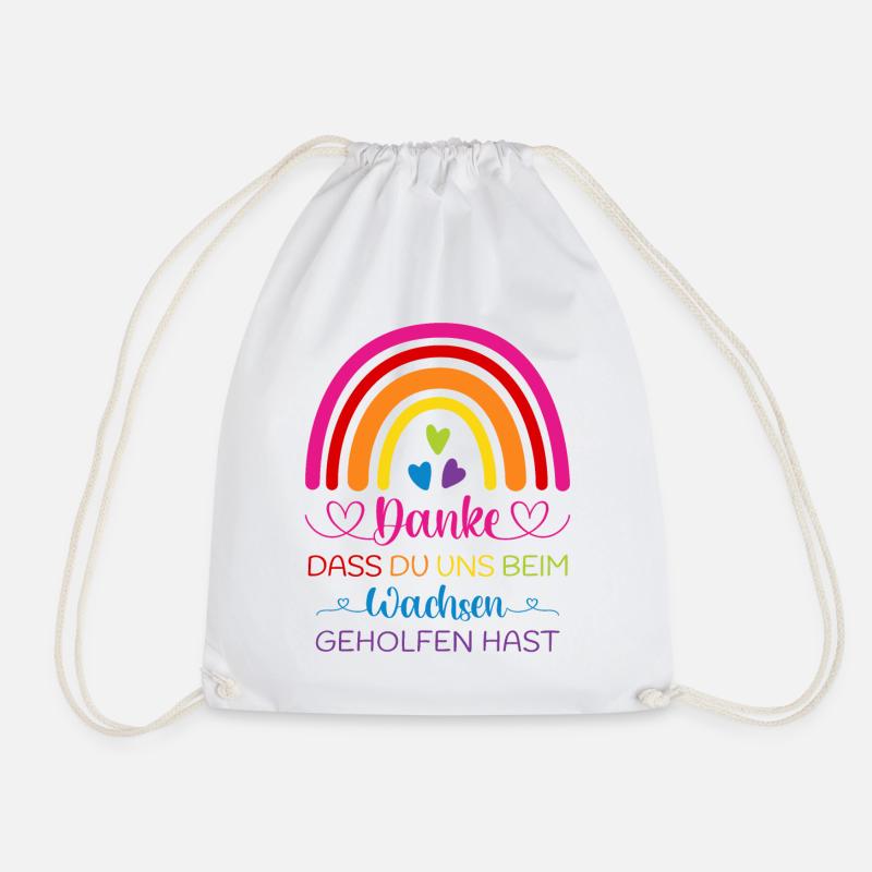 Boho Regenbogen bunt Danke sagen Kindergarten Kita - Turnbeutel - Weiß