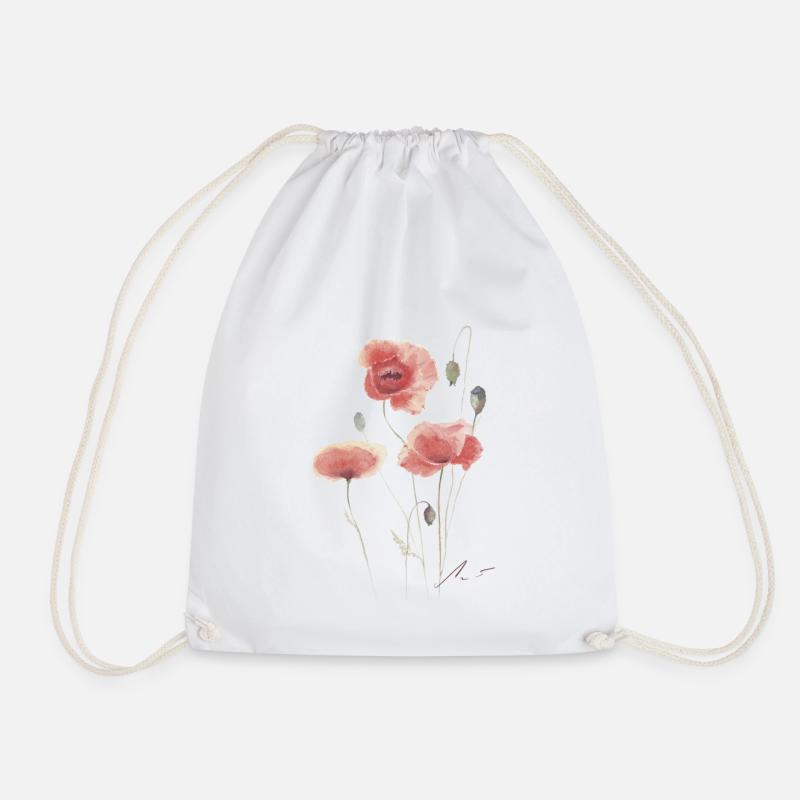 Poppies dancing in the wind. - Drawstring Bag - white