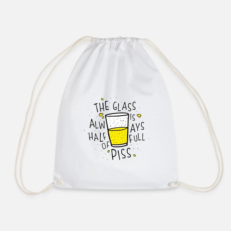 The glass is half-full - Drawstring Bag - white