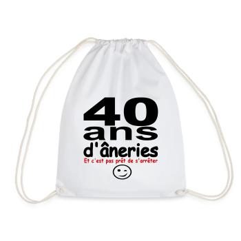 40 ans / anniversaire 40 ans / t-shirt 40 ans - Sac de sport léger - blanc - Devant