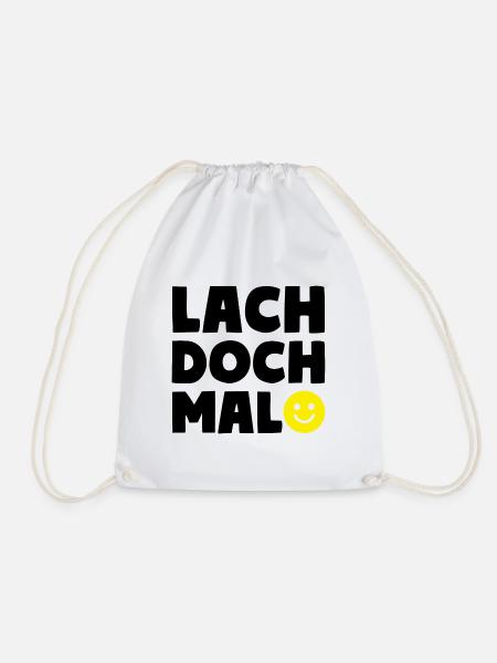 LACH DOCH MAL Smiley Motto - Turnbeutel - Weiß
