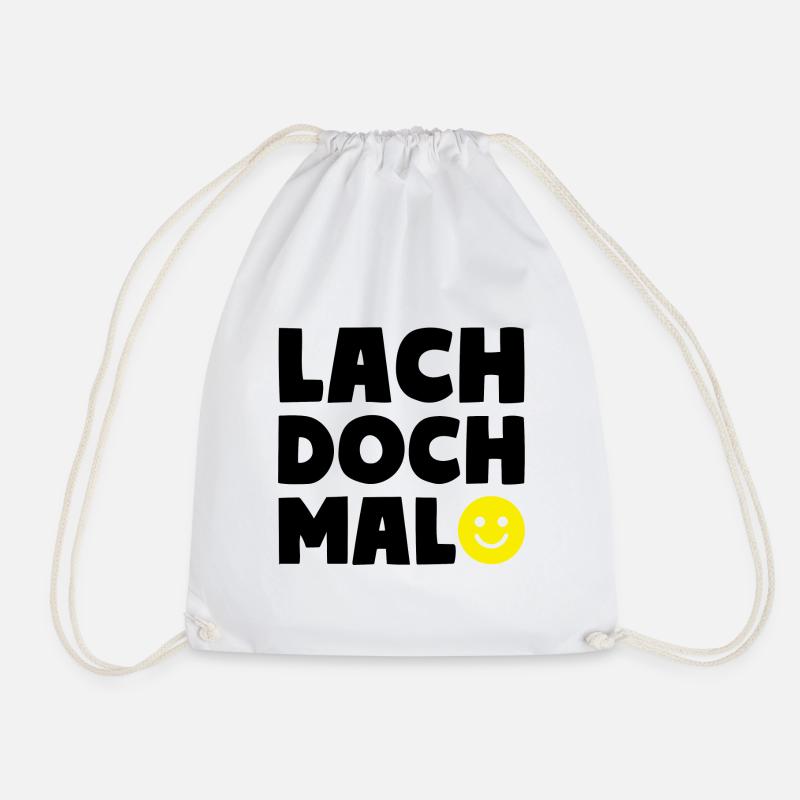 LACH DOCH MAL Smiley Motto - Turnbeutel - Weiß