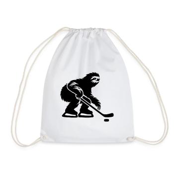 Faultier Eishockeyspieler Eishockey Silhouette - Turnbeutel - Weiß - Vorne