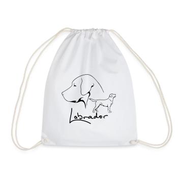LABRADOR profile WILSIGNS dogs dog gift idea - Drawstring Bag - white - Front