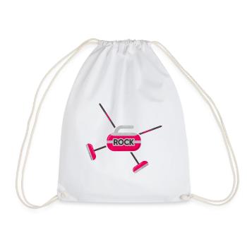 Curling Curling Curling Stone Curler - Drawstring Bag - white - Front