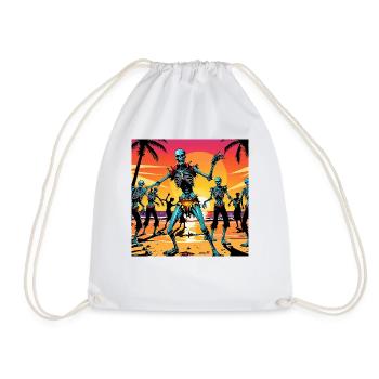 dancing at sunset - Drawstring Bag - white - Front
