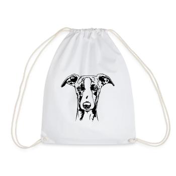 Whippet Portrait Dog Dogs Greyhounds Wilsigns - Drawstring Bag - white - Front