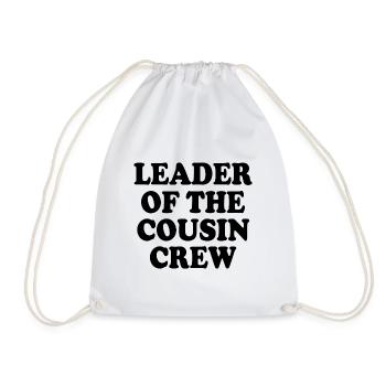 leader of the cousin crew - Drawstring Bag - white - Front