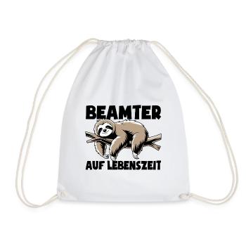 Faultier Beamter auf Lebenszeit - Spruch - Turnbeutel - Weiß - Vorne