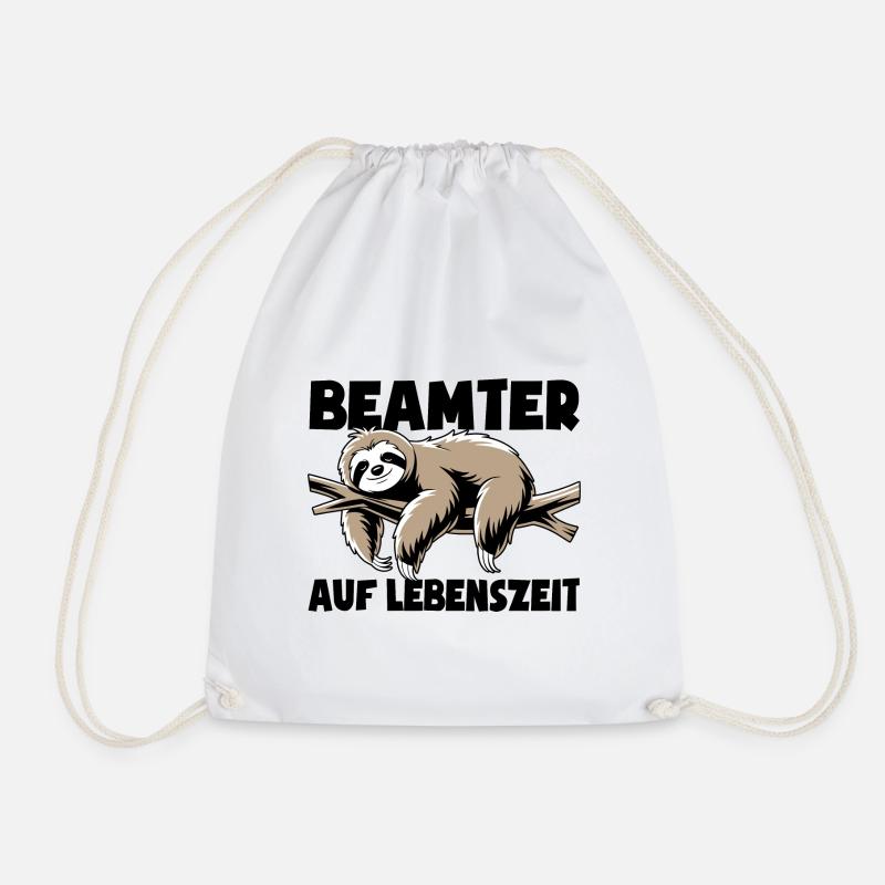 Faultier Beamter auf Lebenszeit - Spruch - Turnbeutel - Weiß