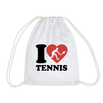 I Love Tennis Typo - Herz - Hobby - Turnbeutel - Weiß - Vorne