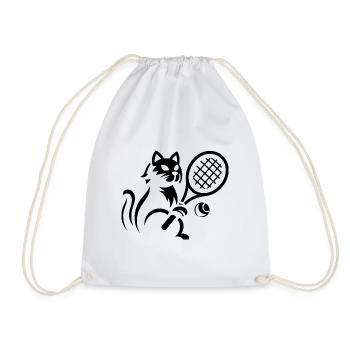Silhouette minimaliste chat joueur de tennis - Sac de sport léger - blanc - Devant