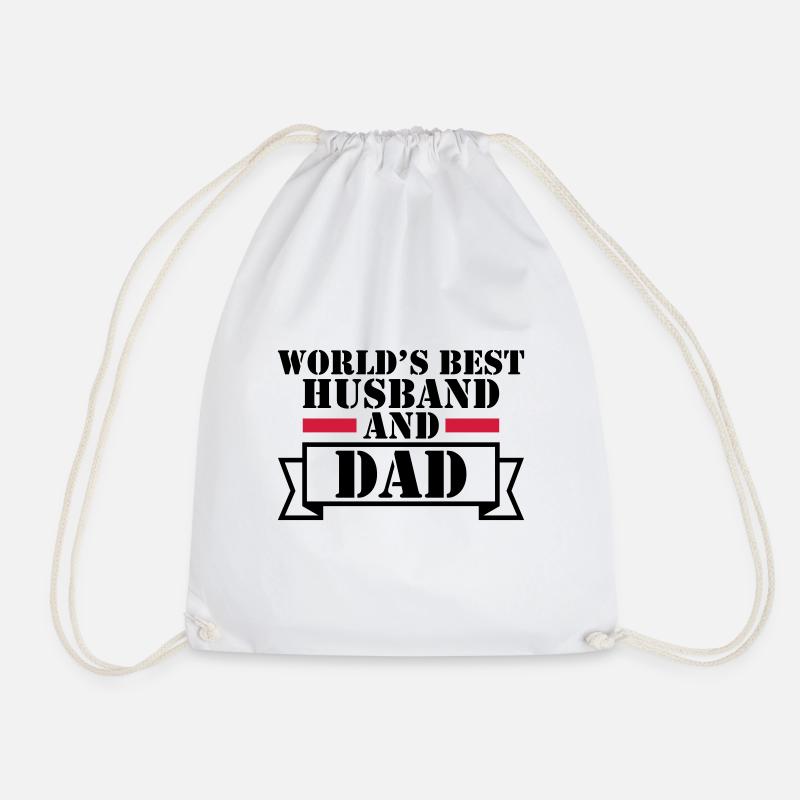 World's Best Husband and Dad - Drawstring Bag - white
