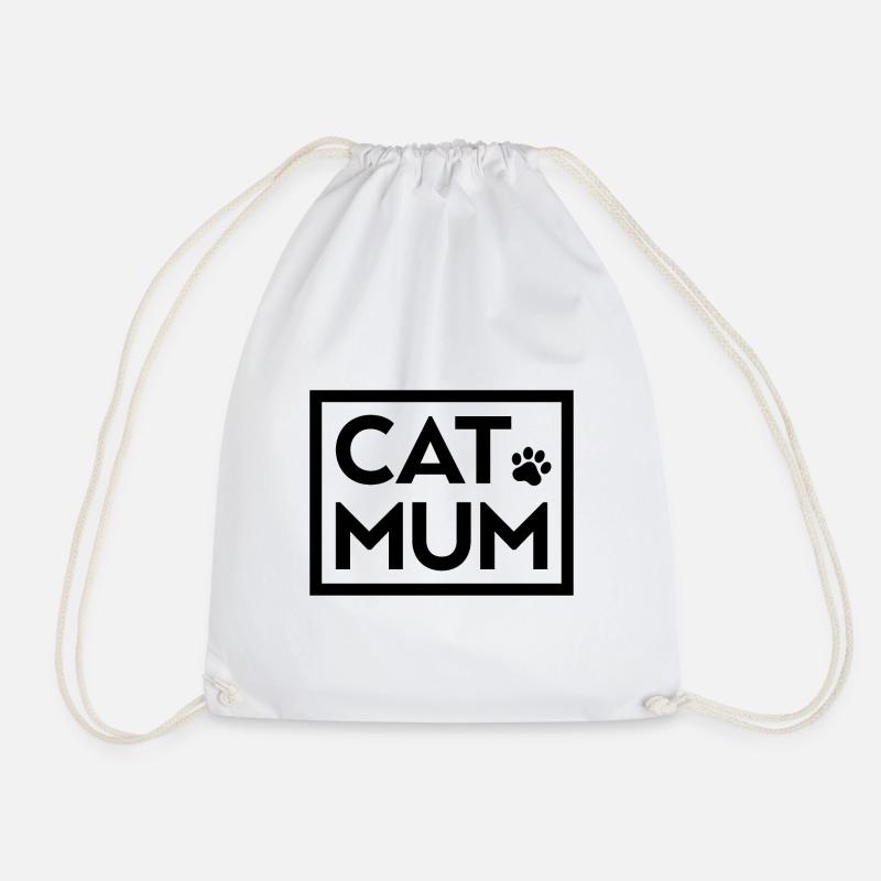 Cat Mum - Drawstring Bag - white