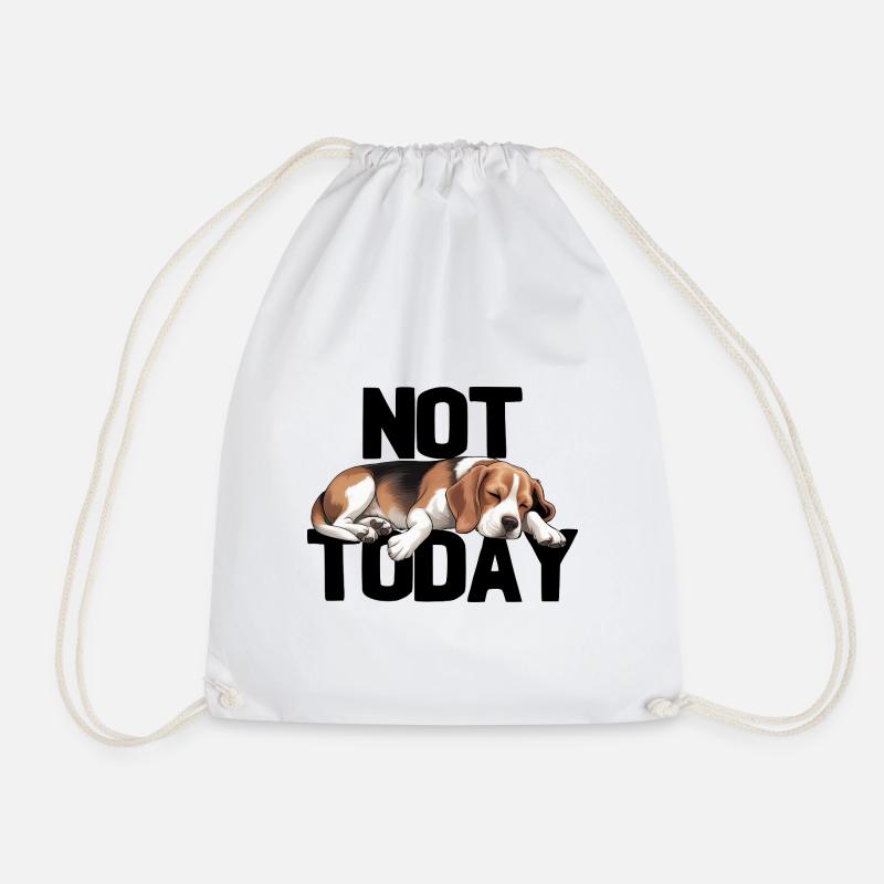 Not Today Funny Beagle Dog - Drawstring Bag - white