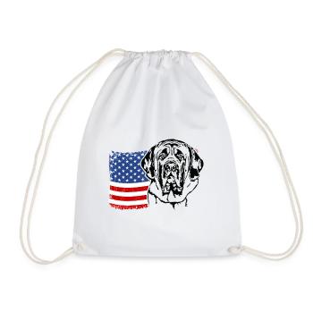 English Mastiff US America Flag Dogs Wilsigns - Drawstring Bag - white - Front