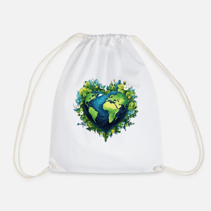 Love Earth - Drawstring Bag - white