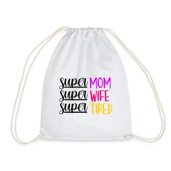 Super Mom Wife motherly love motherhood - Drawstring Bag - white - Front