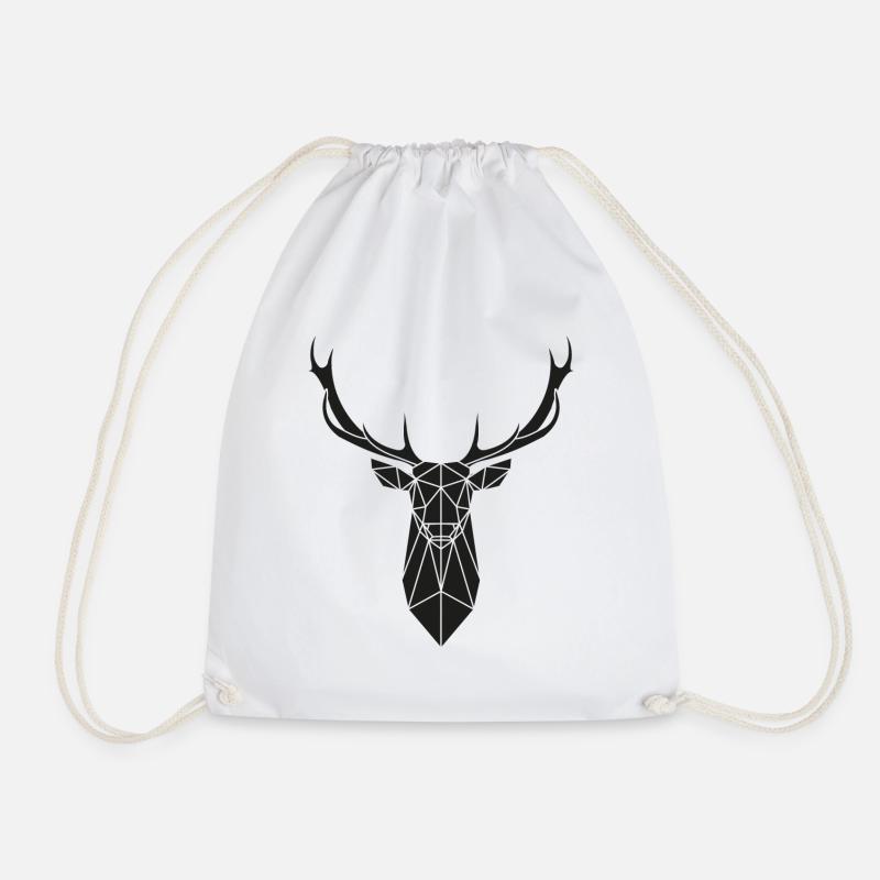 Deer geometric - Drawstring Bag - white