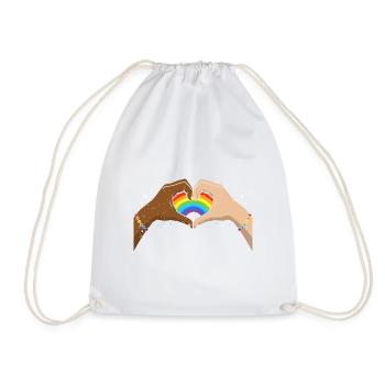 CSD LGBT Hände formen Regenbogen Herz Pride - Turnbeutel - Weiß - Vorne