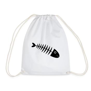 Fischgräte Fisch angeln - Turnbeutel - Weiß - Vorne