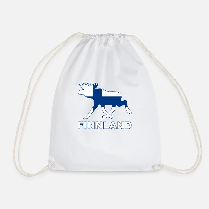 Finland moose - Drawstring Bag - white