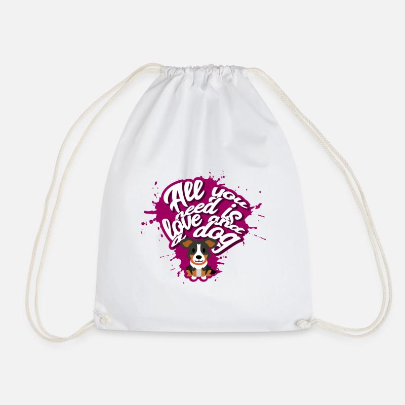 dog - Drawstring Bag - white
