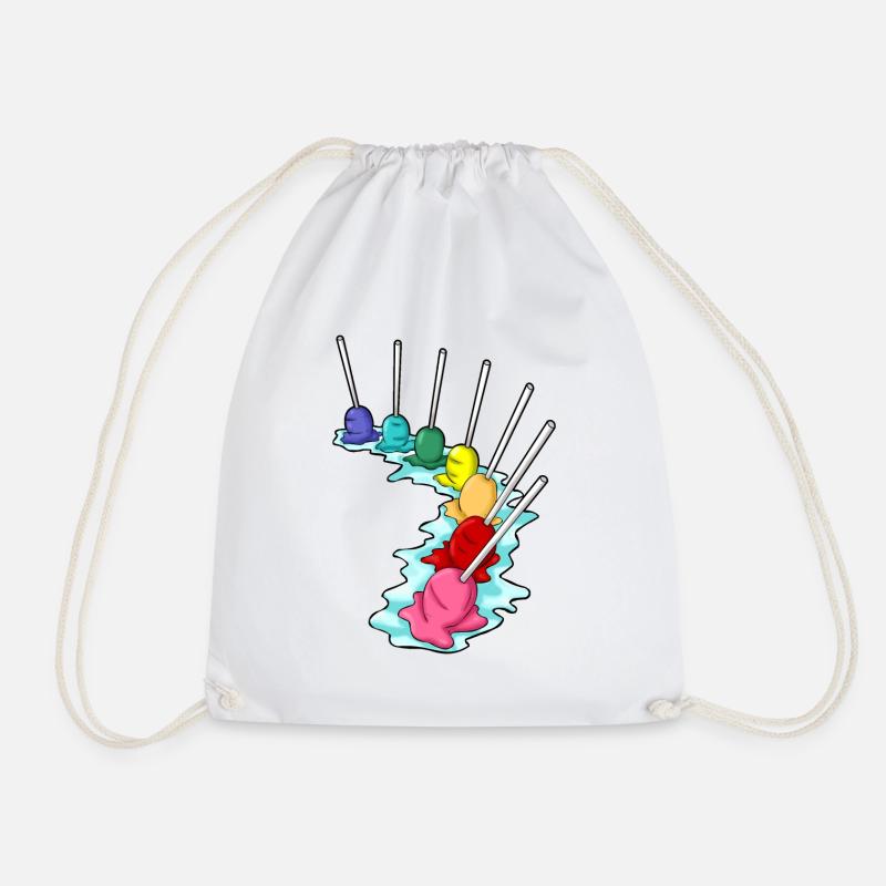 Melted Lollipops lollipops - Drawstring Bag - white