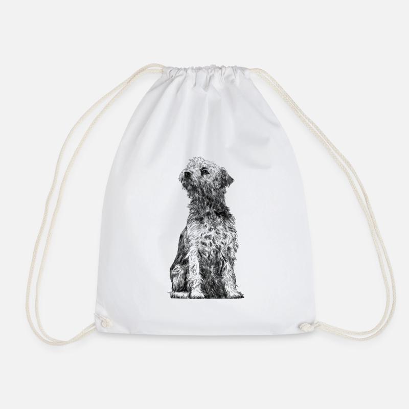 Sitzender Border Terrier Dog - Turnbeutel - Weiß