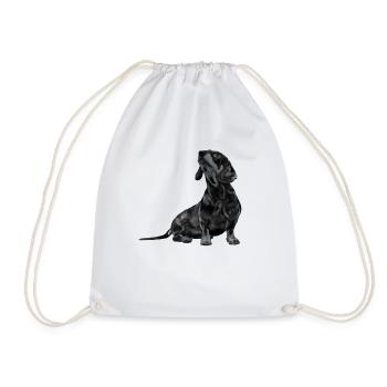 Sitting Dachshund - Drawstring Bag - white - Front