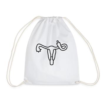 Feminist Uterus Fuck You Middle Finger Girl Power - Drawstring Bag - white - Front