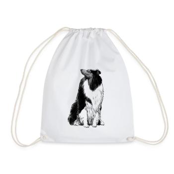 Langhaarcollie Collie Hund - Turnbeutel - Weiß - Vorne