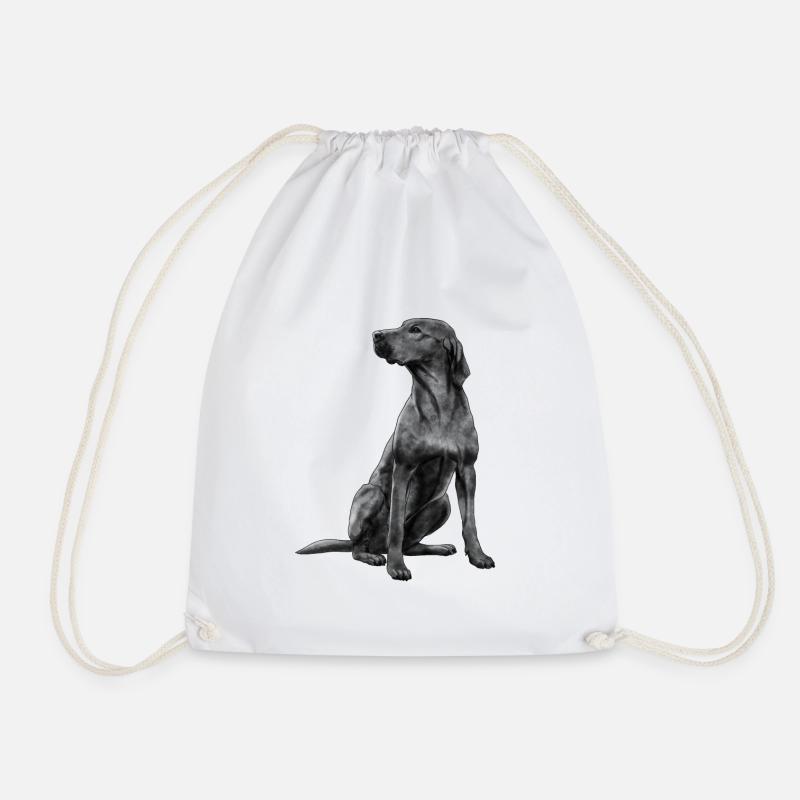 Sitting Rhodesian Ridgeback Dog - Drawstring Bag - white