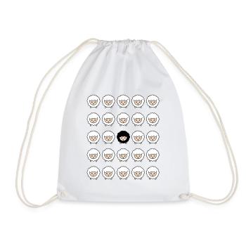 Black sheep outsider sheep gift - Drawstring Bag - white - Front
